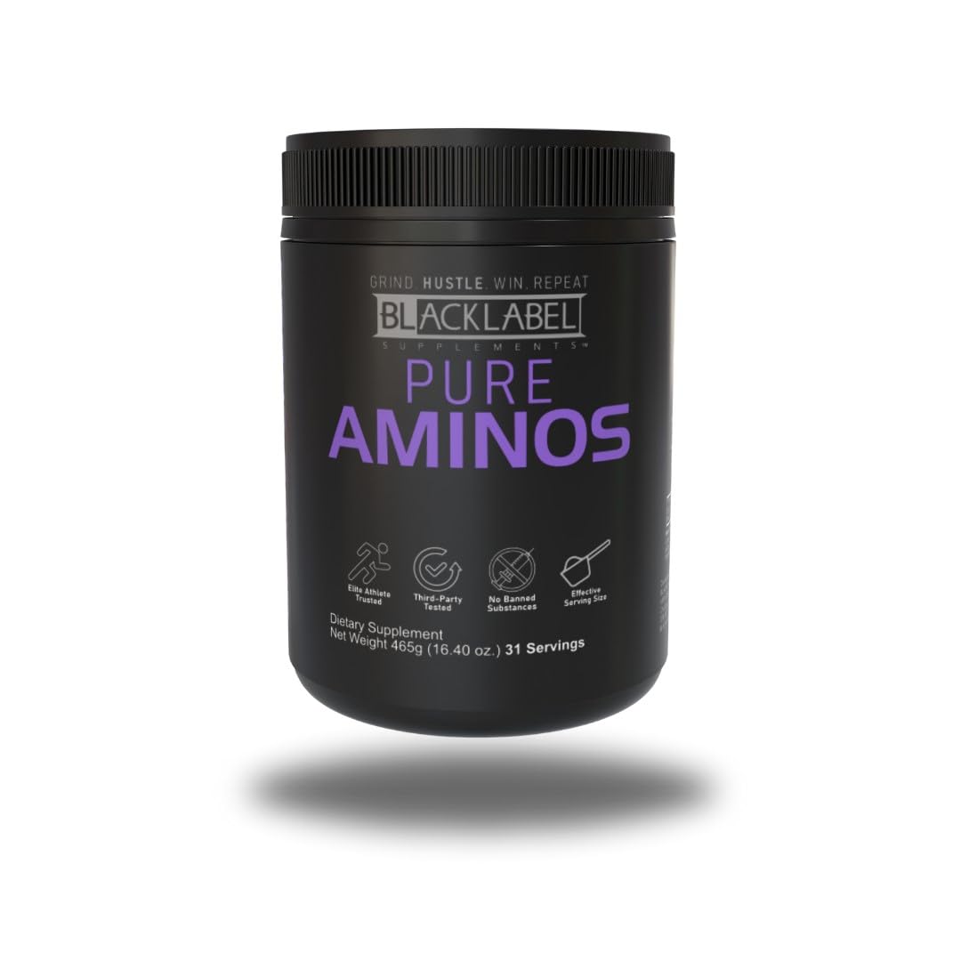 BLACKLABEL Supplements Pure AMINOS Essential Amino Acids Powder, Grape Crush, 16.4 oz