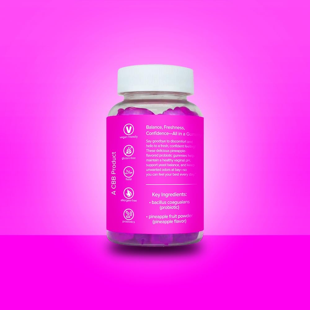Curvy Body Bears CBB Perfect PH Probiotic Gummies for Women with Vitamin C, Daily Feminine Wellness Supplement, Pineapple Flavor, 60 Gummies