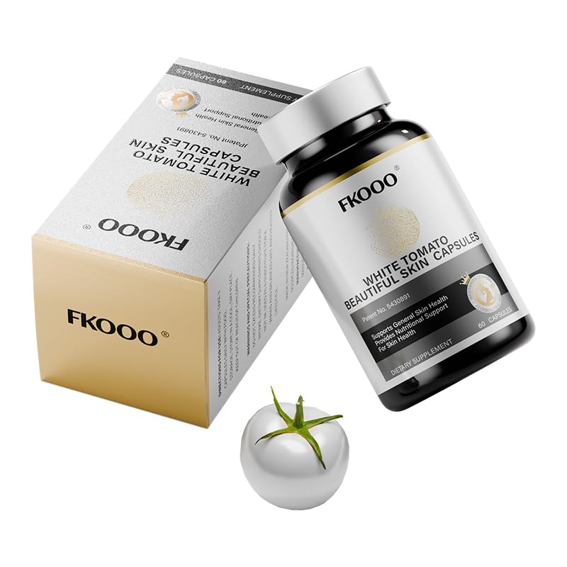 FKOOO Skin Health Dietary Supplement White Tomato, Passion Fruit, Grape Seed, Astaxanthin & Nicotinamide – Supports Collagen & Reduces Pigmentation, 60 Capsules