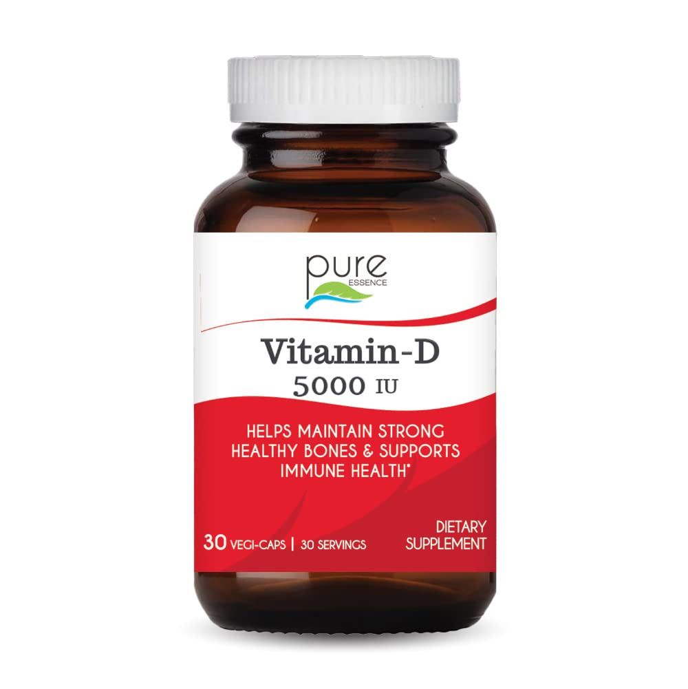 Pure Essence Labs Vitamin D3 5000 IU Capsules, 30 Count