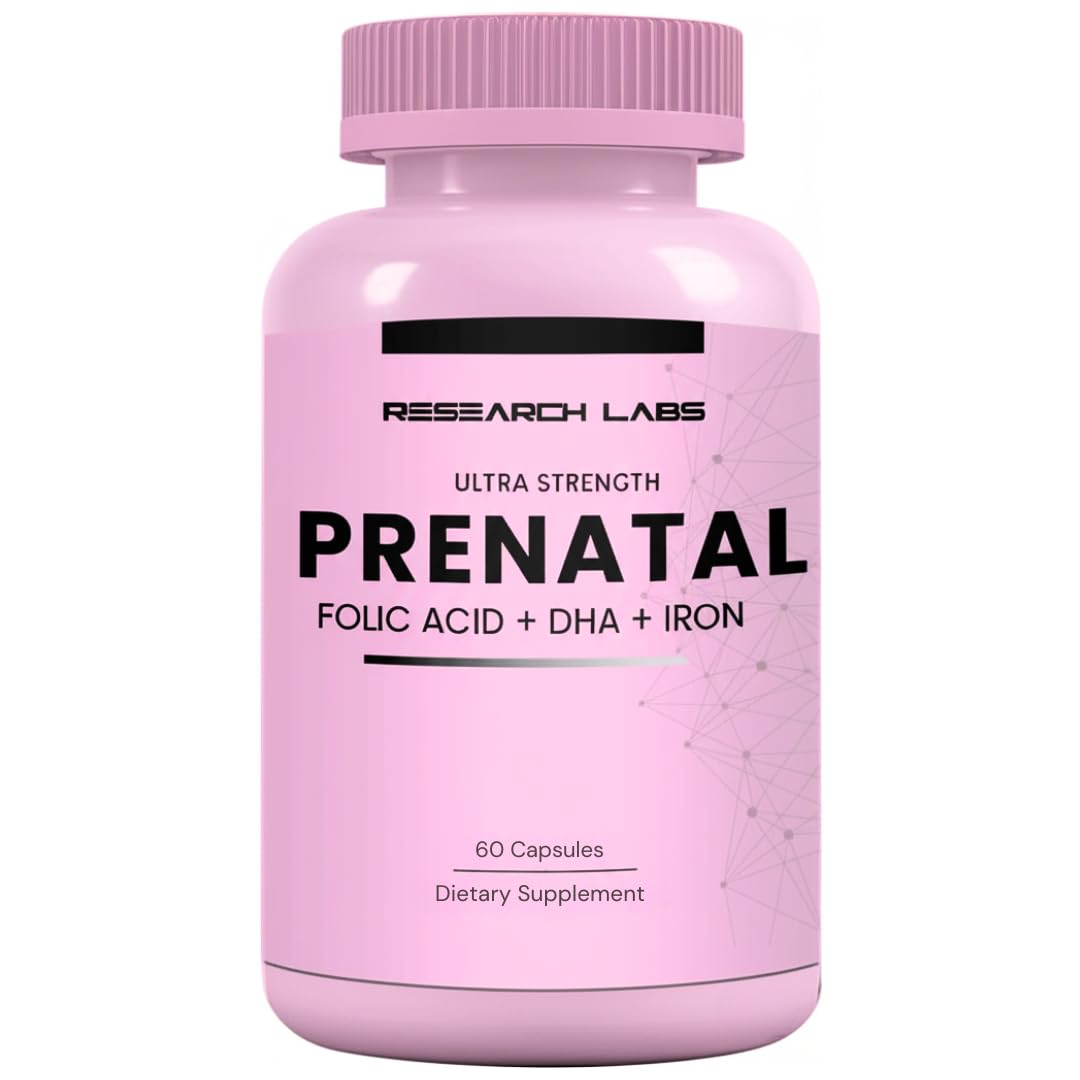 Research Labs Prenatal Vitamins for Women: 6X More Bioavailable Methylated Folate Folic Acid MTHF 5 Capsules 60 Count