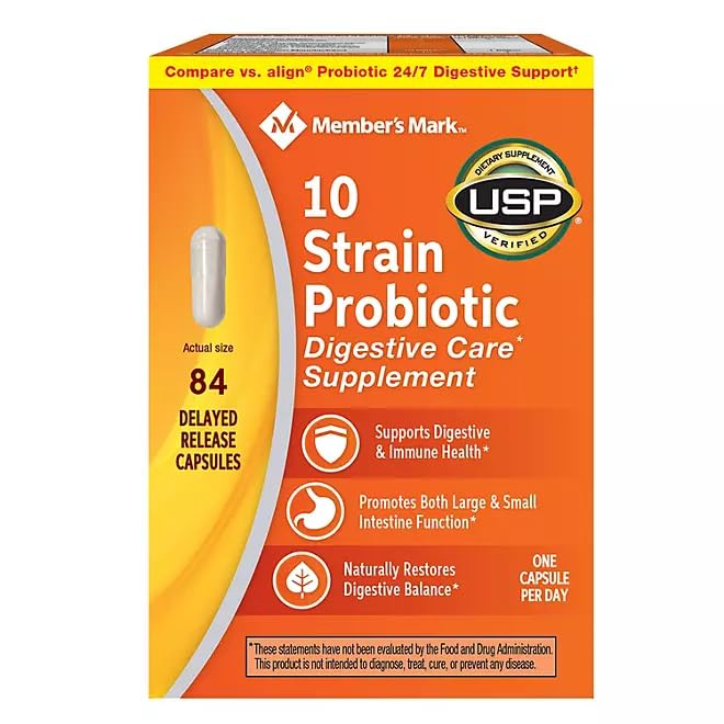 Generic 10-Strain Probiotic Digestive Care Supplement Capsules, 84 Count