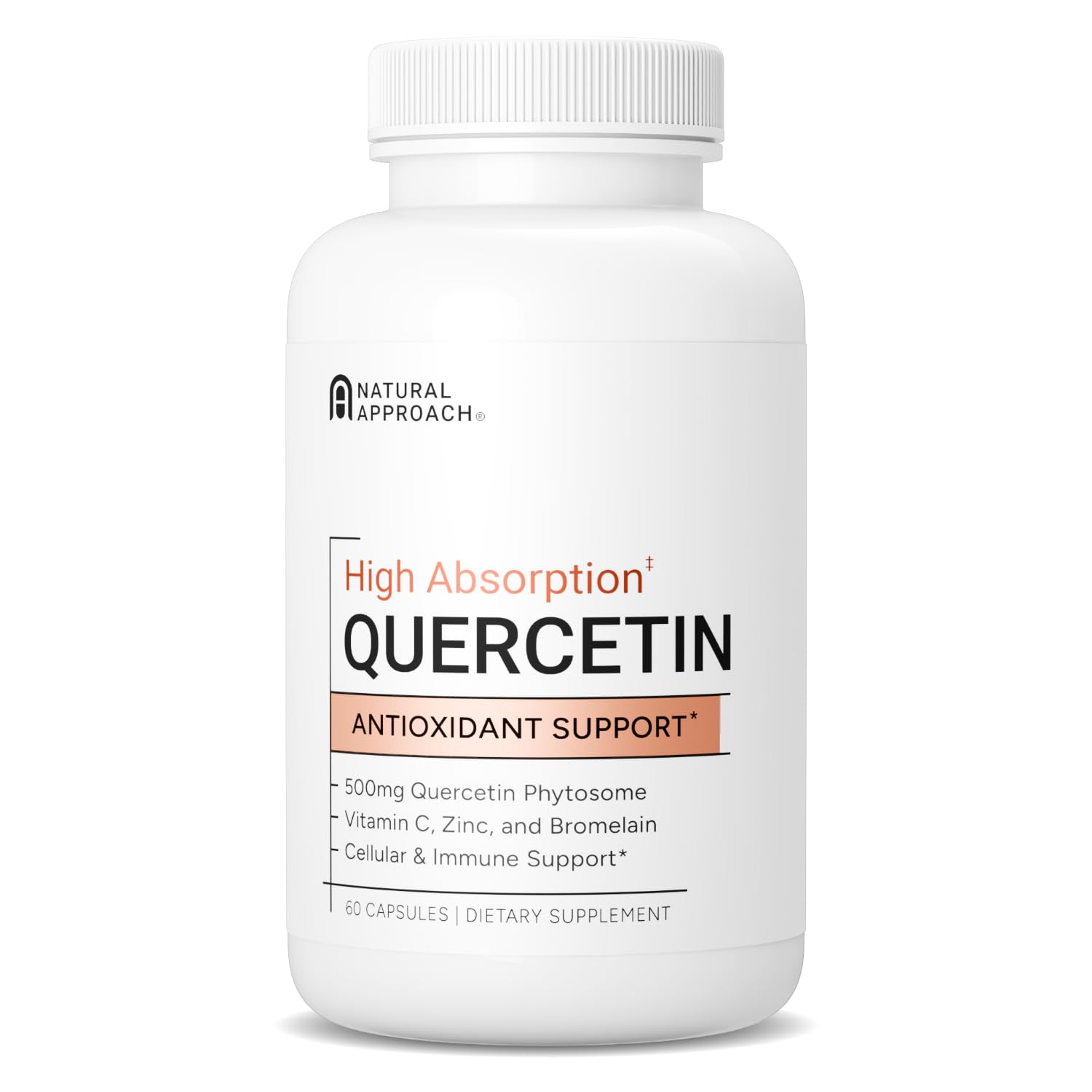 Natural Approach Quercetin Phytosome with Bromelain, Vitamin C & Zinc Capsule 60 Count
