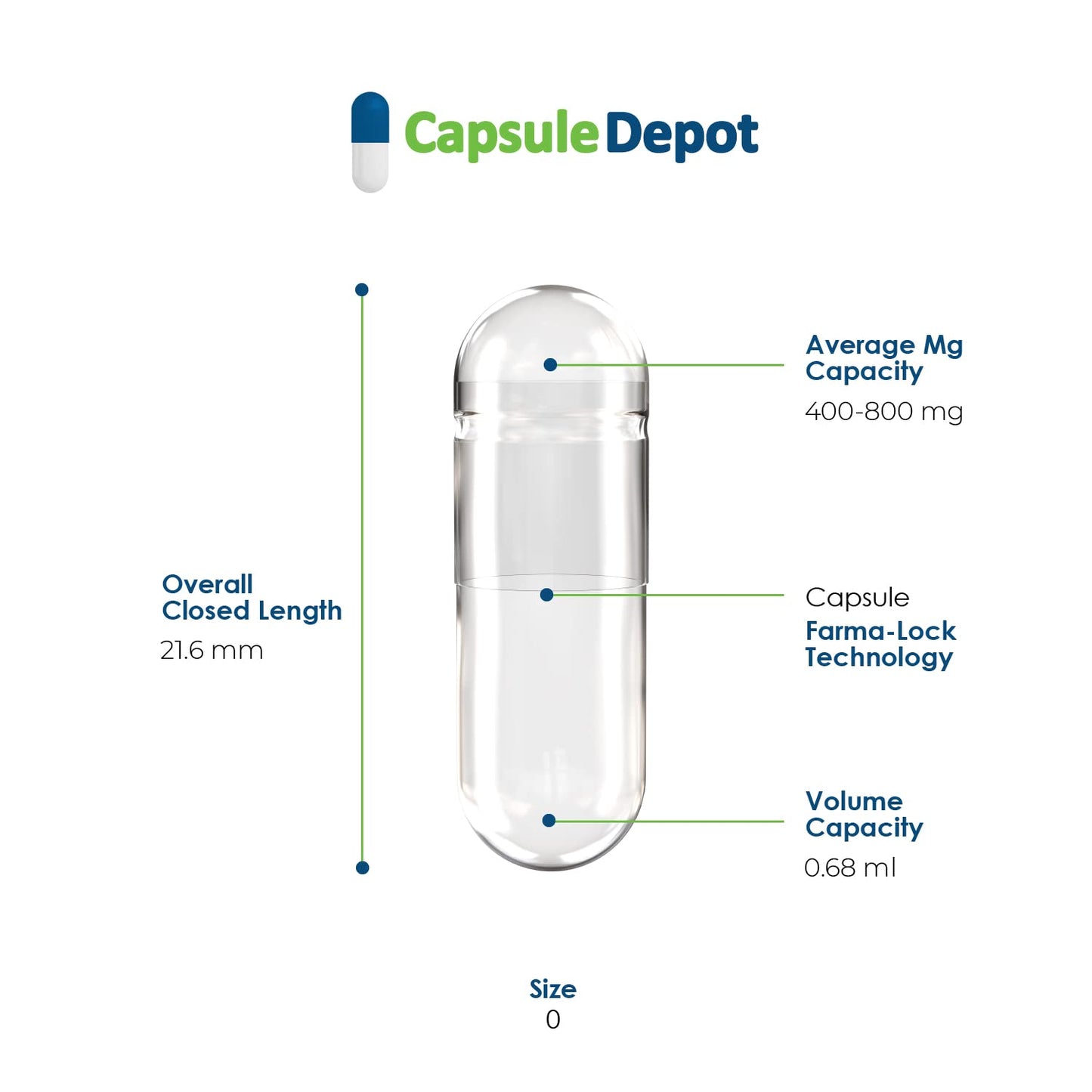 Capsule Depot Clear Size 0 Empty Vegan Capsules, 1,000 Count