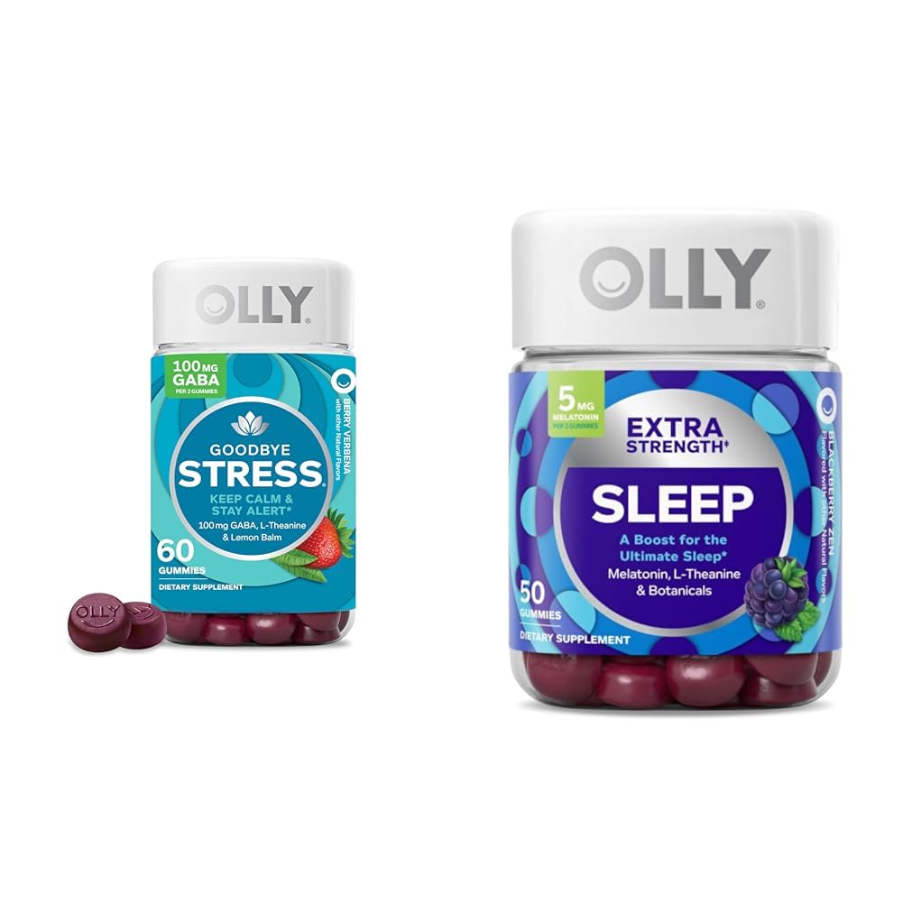 OLLY Goodbye Stress Gummy and Extra Strength Sleep Gummy Bundle, 110 Gummies