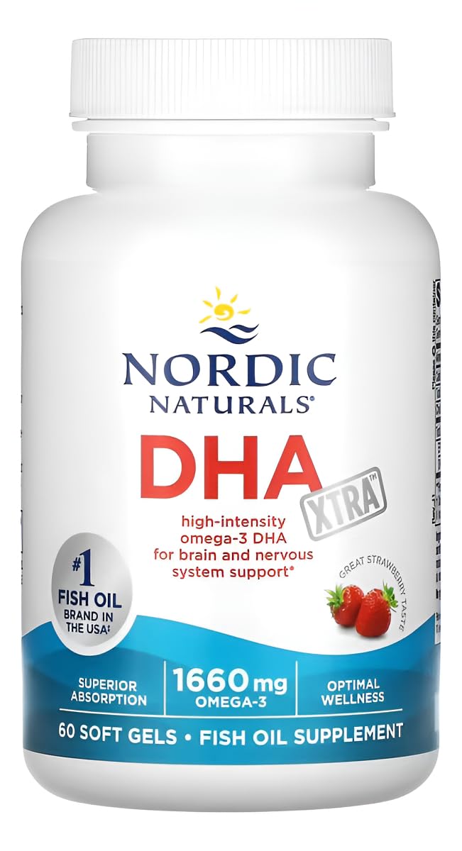 Nordic Naturals DHA Xtra Soft Gels Strawberry, 60 Soft Gels