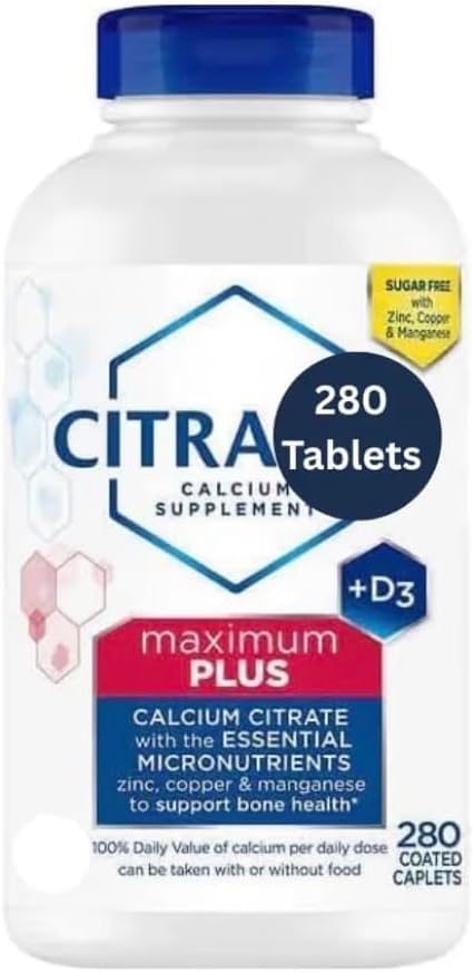 Generic Citra Maximum Plus Calcium Citrate + Vitamin D3 Supplement Tablet 280 Count