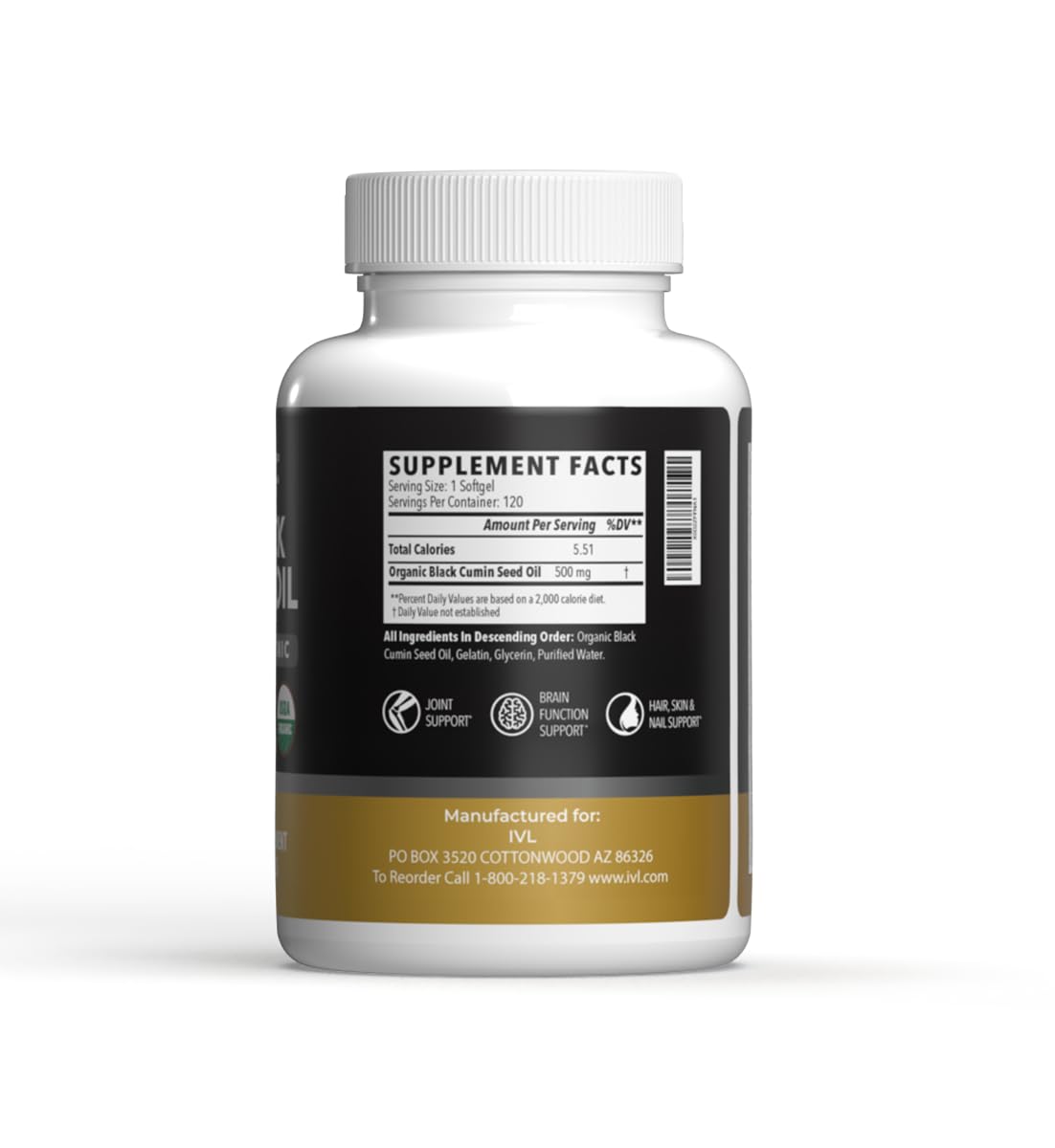 IVL Black Seed Oil Organic Capsules 120 Count