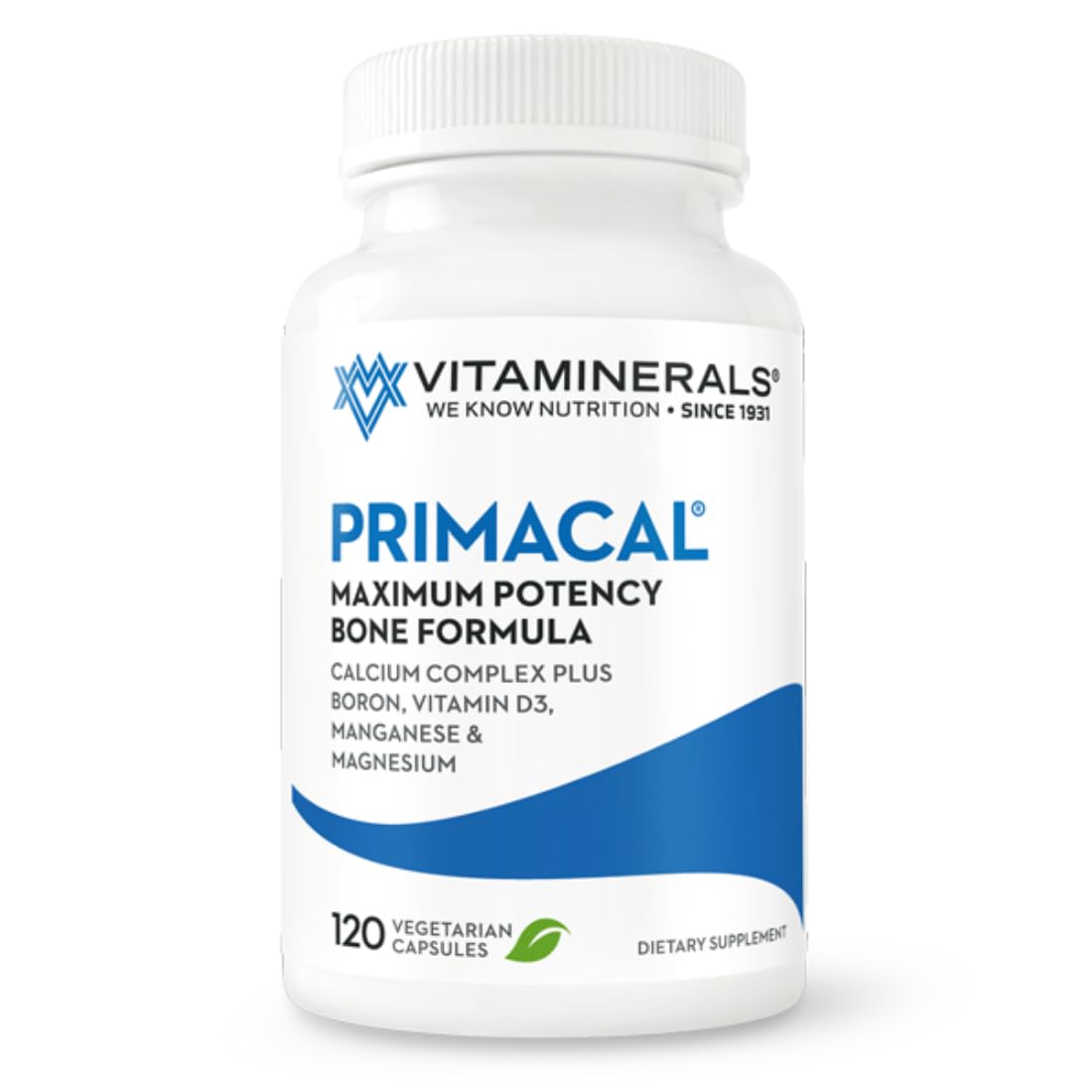 Vitaminerals 95 Primacal® Bone Support Maximum Potency Calcium, Magnesium for Bone Loss Capsules 120