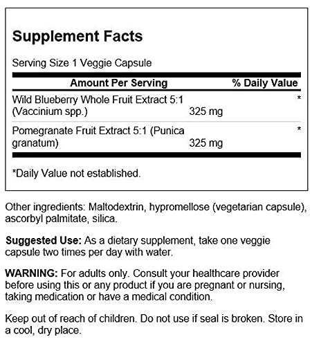 Swanson GR Wild Blueberry & Pomegranate 60VG C Capsules, 60 Count