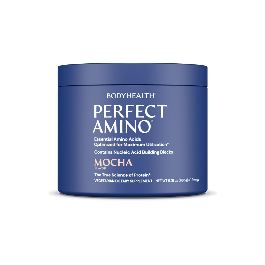 BodyHealth PerfectAmino Powder BCAA & EAA - Pre & Post Workout Amino Acid Energy Drink, Mocha, 6.34 oz