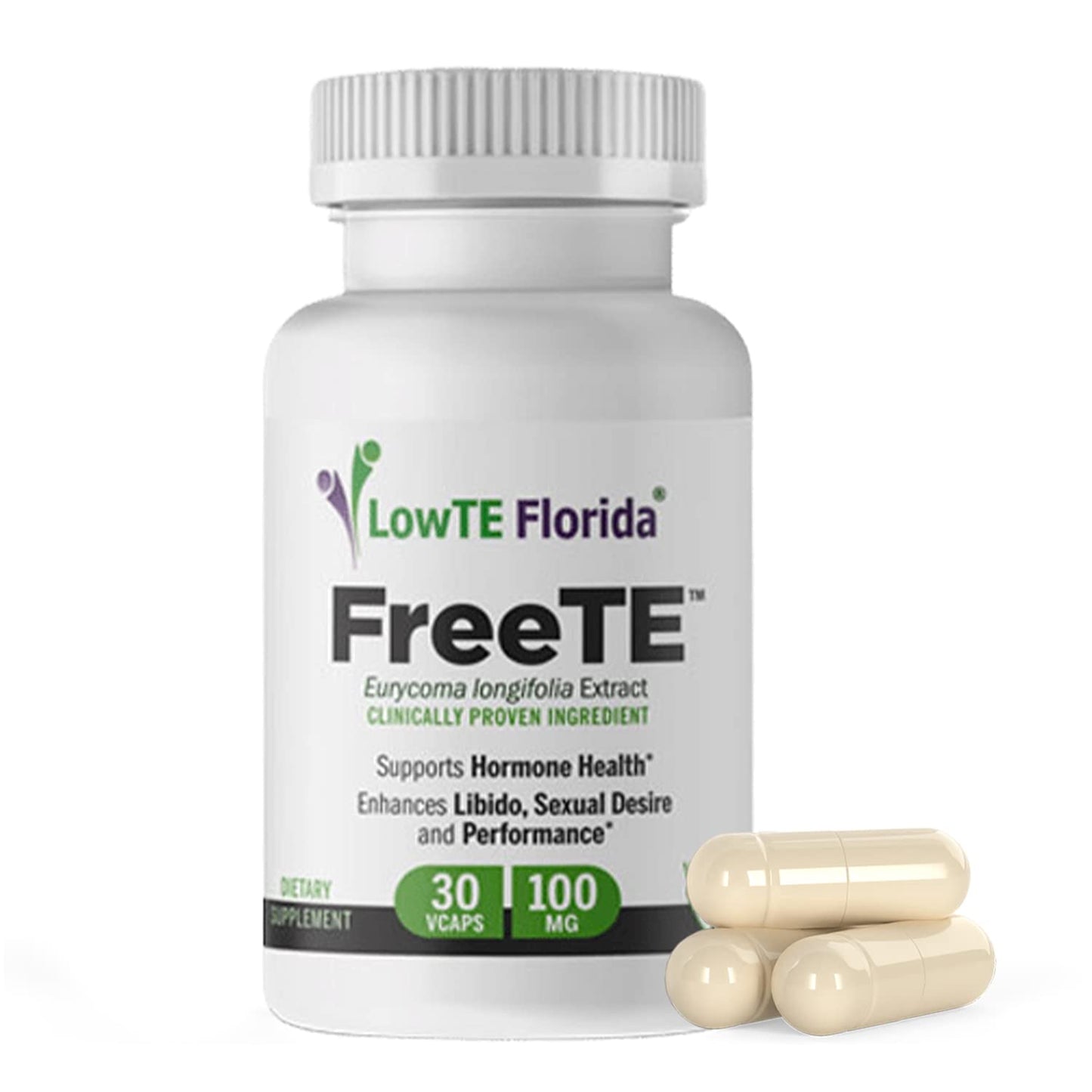 LowTE Florida FreeTE Eurycoma Longifolia Extract, LongJack, LJ100 Capsules, 30 Count