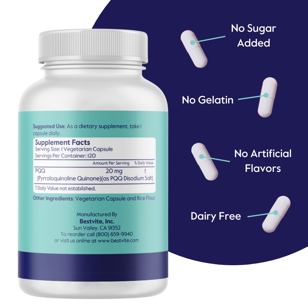 BESTVITE PQQ 20mg (Pyrroloquinoline Quinone) Capsules 120