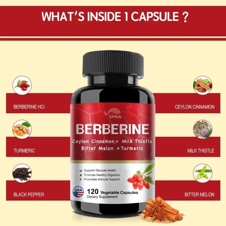VPKIN Berberine Supplement Capsule 120 Count