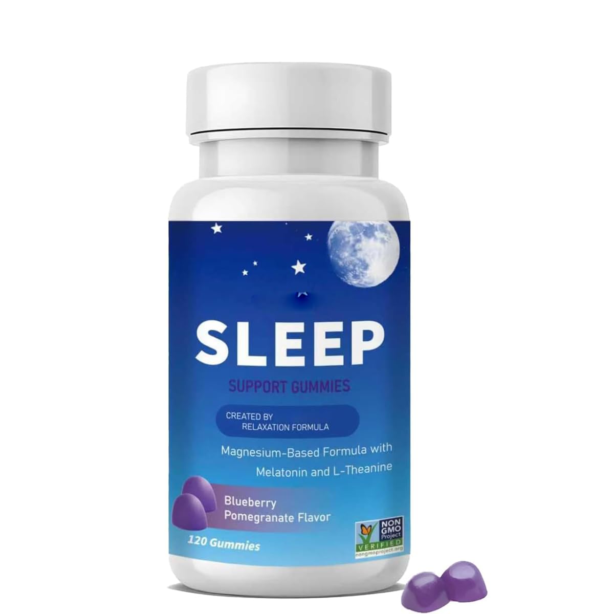 SERSANVE Sleep Gummies with Magnesium, Melatonin & L-Theanine Sleep Support Supplement for Relaxation & Restful Nights, Blueberry Pomegranate Flavor, 120 Gummies