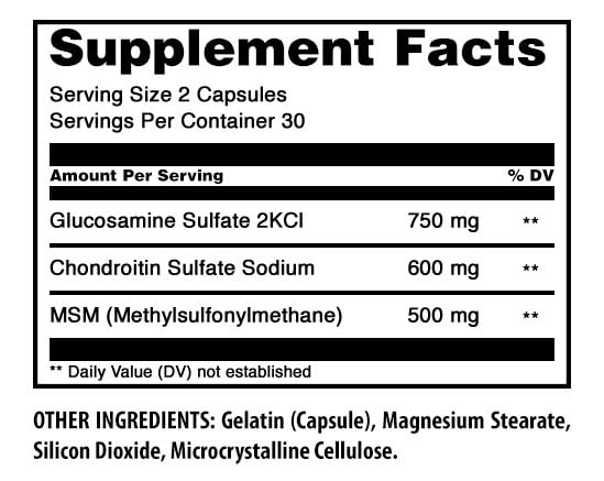 Amazing Nutrition Glucosamine Chondroitin MSM 1850 mg Per Serving Capsules 60 Count