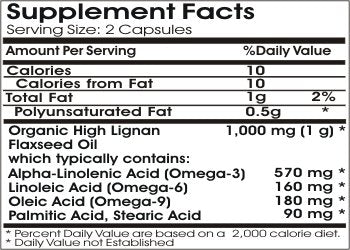 PureControl Supplements Organic Flaxseed Oil High Lignan 1000mg Capsules, 200 Capsules