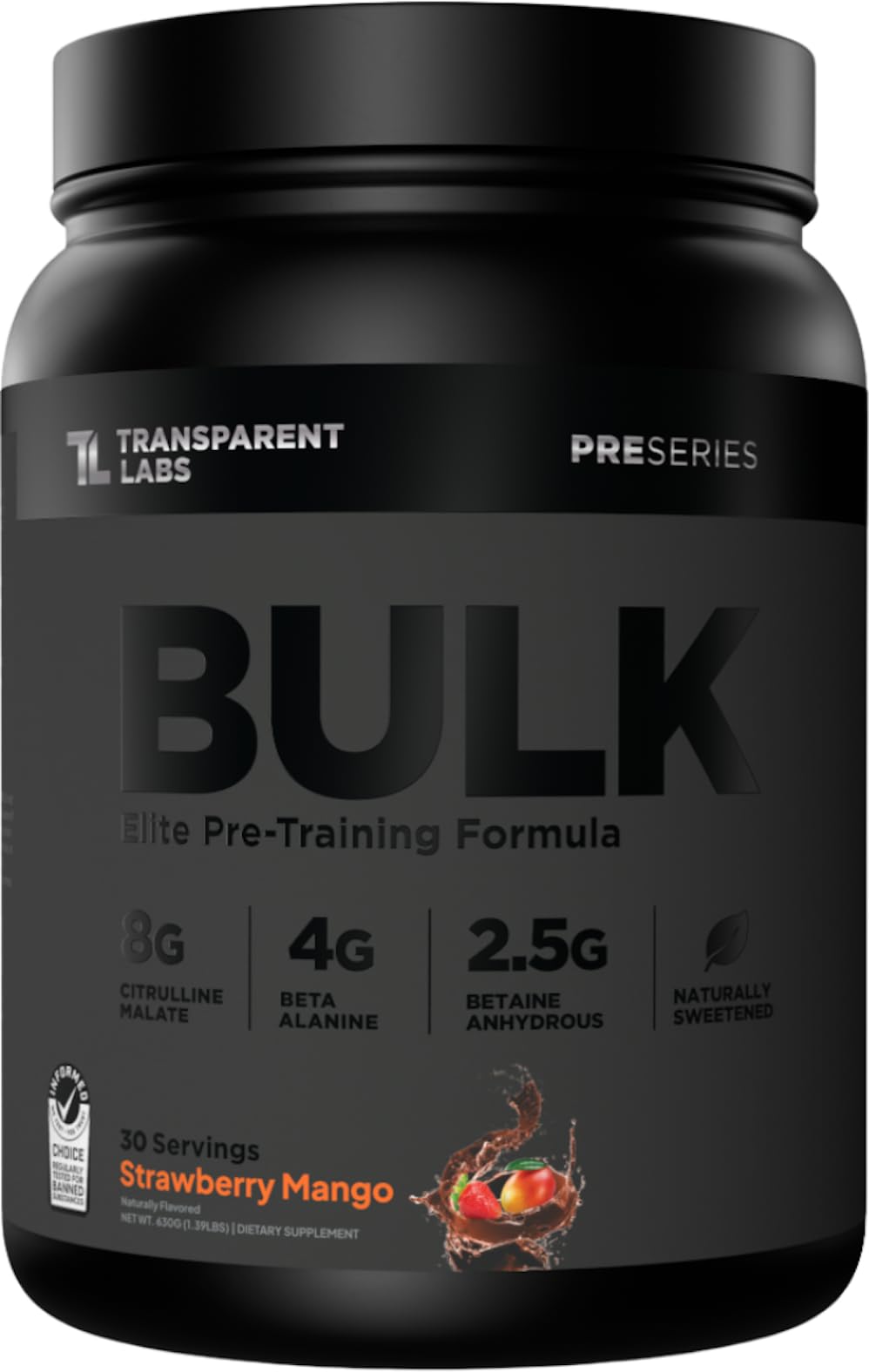 Transparent Labs Bulk Black Pre Workout Powder 22.5