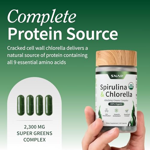 Snap Supplements Cholesterol Health + Organic Spirulina and Chlorella Bundle, 180 Vegetarian Capsules