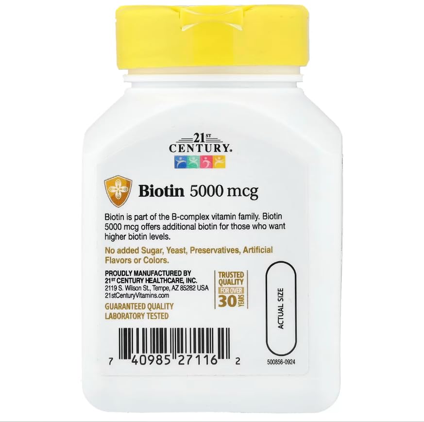 21st Century Biotin 5000 mcg Capsules, 330 Count