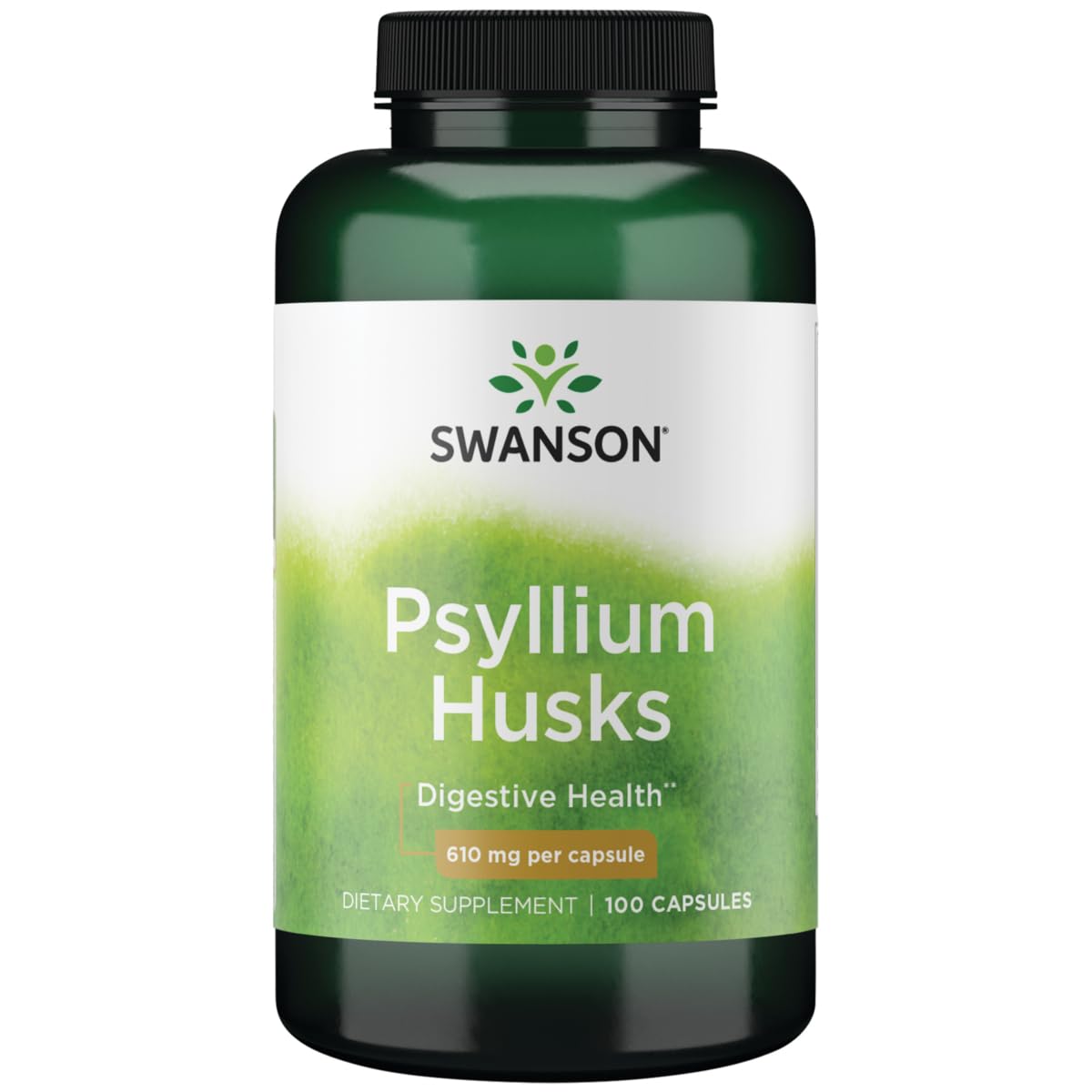 Swanson Psyllium Husks 610 mg Capsules, 100 Count