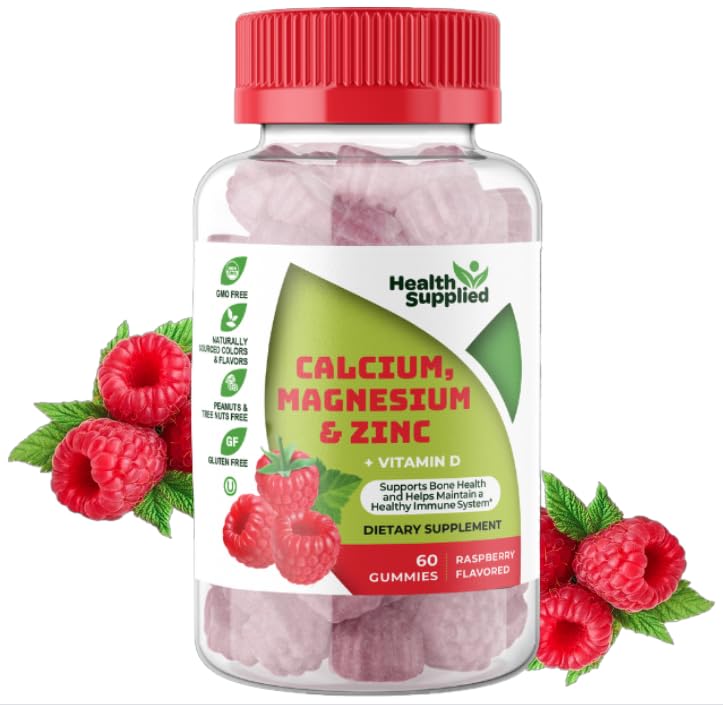 Health Supplied Calcium Magnesium & Zinc + Vitamin D Gummies, 60 Gummies