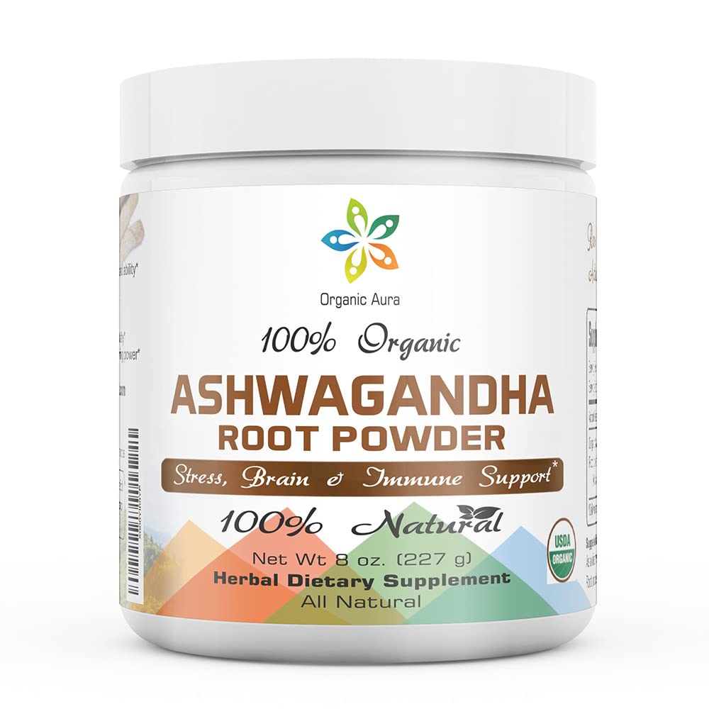 Organic Aura International Ashwagandha Root Powder 8 Oz