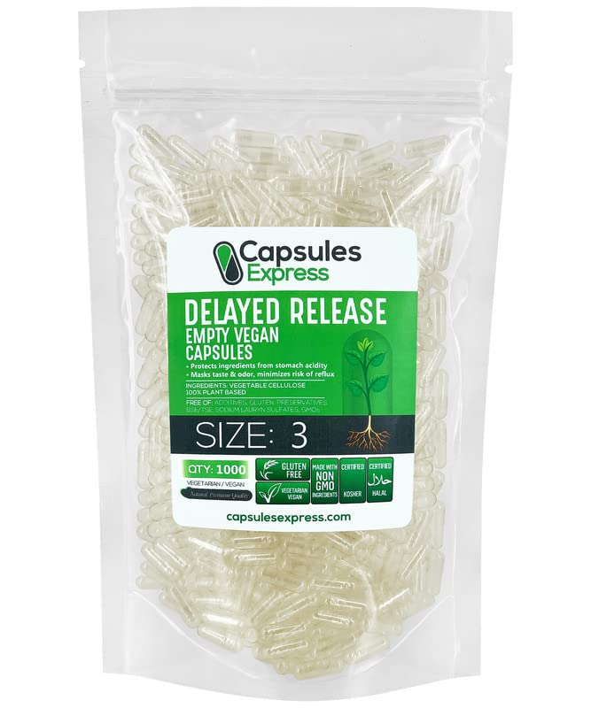 XPRS Nutra Delayed Release Empty Capsules Size 3, 1000 Count