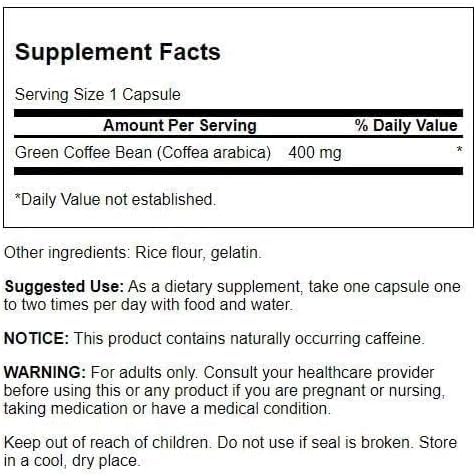 Swanson Full Spectrum Green Coffee Bean Extract 400 mg Capsules, 60 Count