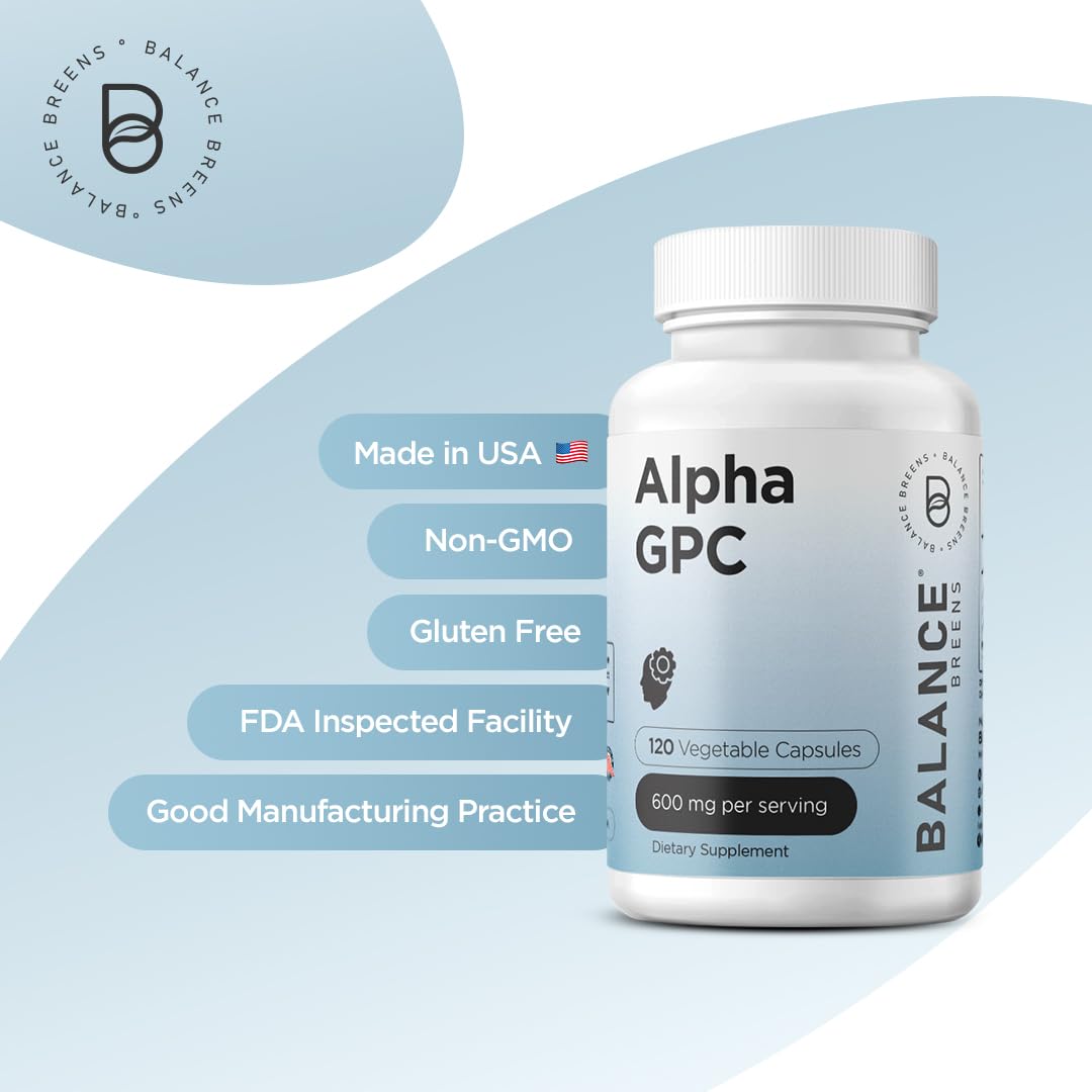 Balancebreens Alpha GPC Choline Supplement 600mg Capsule, 120 Count