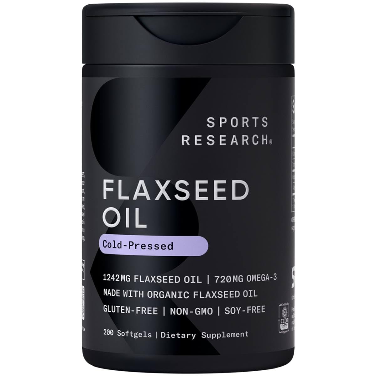 Sports Research Organic Flaxseed Oil Softgels 1242mg 200 Count