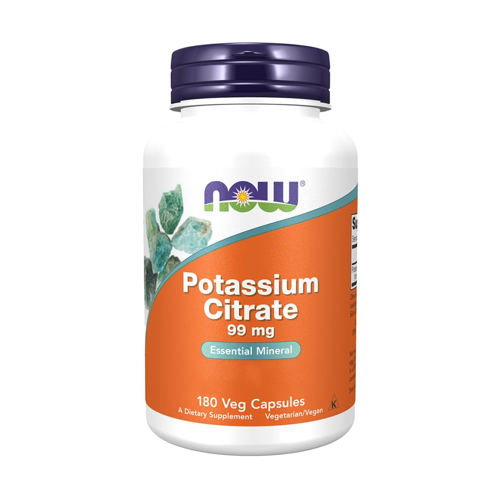 NOW Foods Potassium Citrate 99 mg Capsule, 180 Capsules