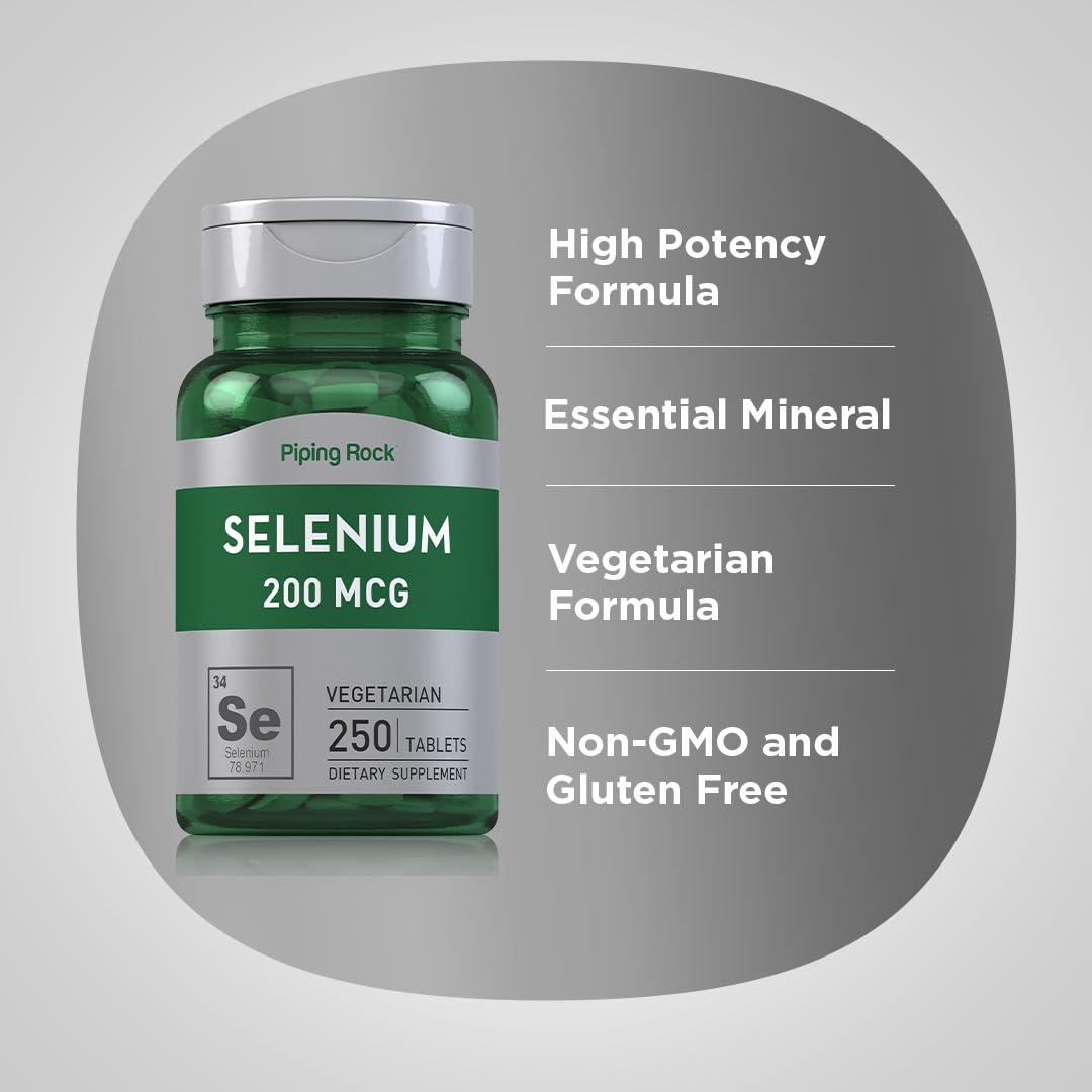 Piping Rock Selenium 200mcg Tablets 250 Count