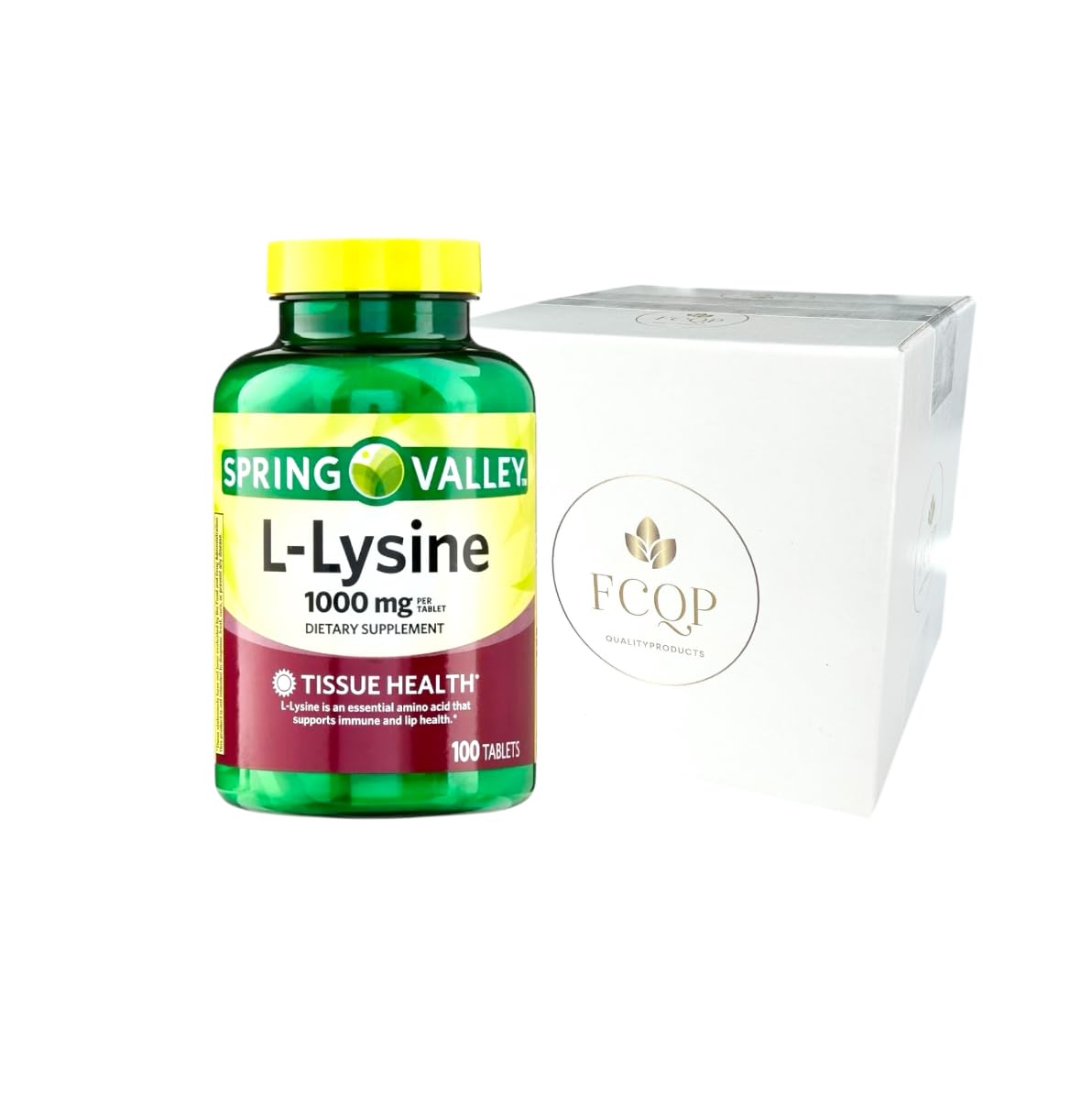 FCQP L-Lysine Dietary Supplement 1000mg, 100 Tablets