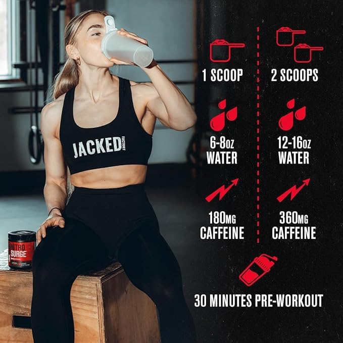 Jacked Factory NITROSURGE Shred Pre Workout Supplement Powder 7.83