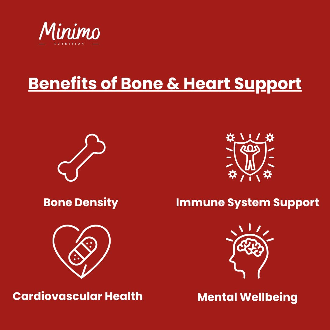Minimo Nutrition Bone & Heart Support K2 + D3 Capsules, 60 Count