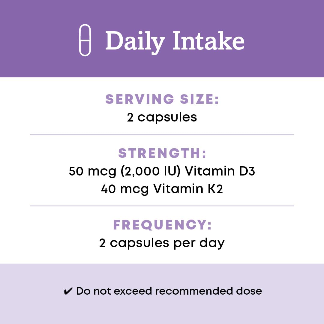 Oregon's Wild Harvest Organic Vitamin D3 & K2 Capsules, 60 Count