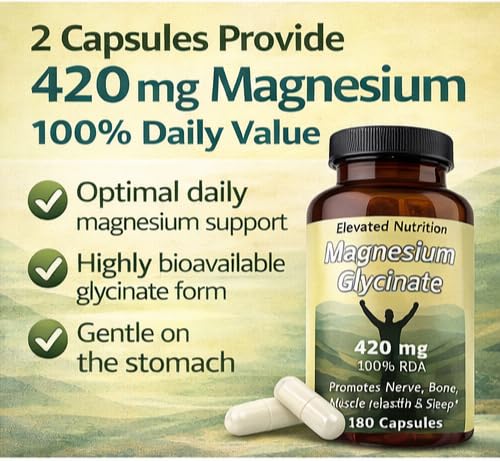 Elevated Nutrition Magnesium Capsules 420mg, 180 Count