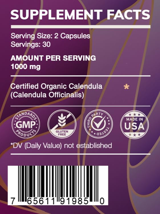 HerbEra Calendula 500 mg Capsules, 60 Count