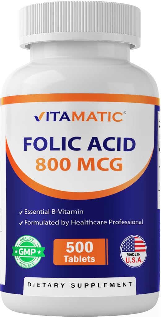 Vitamatic Folic Acid 800 mcg Tablet, 500 Count