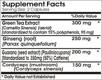 Naturetition Supplements Energy Stamina Max Plus with Cordyceps Green Tea Ginseng Guarana Capsules 1 Count