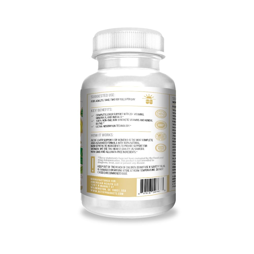 ACTIF Liver Support for Women with 20+ Advanced Factors and Omega-3 Softgel 1 Count