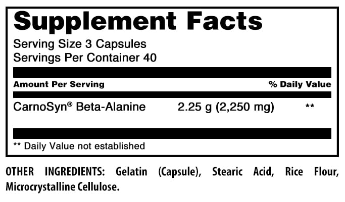 Amazing Nutrition Beta Alanine Supplement 2250 Mg Per Serving 1 Capsule