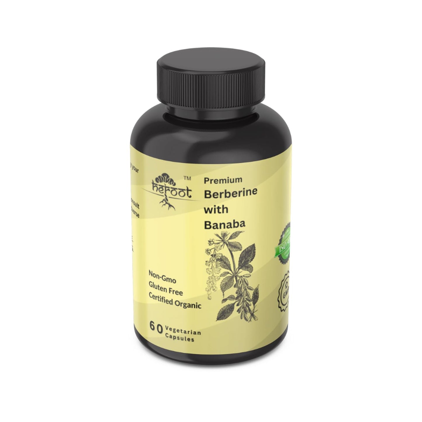 Heroot Berberine HCl with Banaba 500mg Root Extract Capsule, 60 Capsules