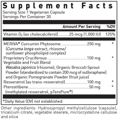 Douglas Laboratories Methylated Resveratrol Plus with Curcumin and Vitamin D for Cardiometabolic and Cellular Health Capsules, 30 Capsules