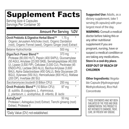ONNIT Total Gut Health Daily Digestive Support Capsule, 120 Count