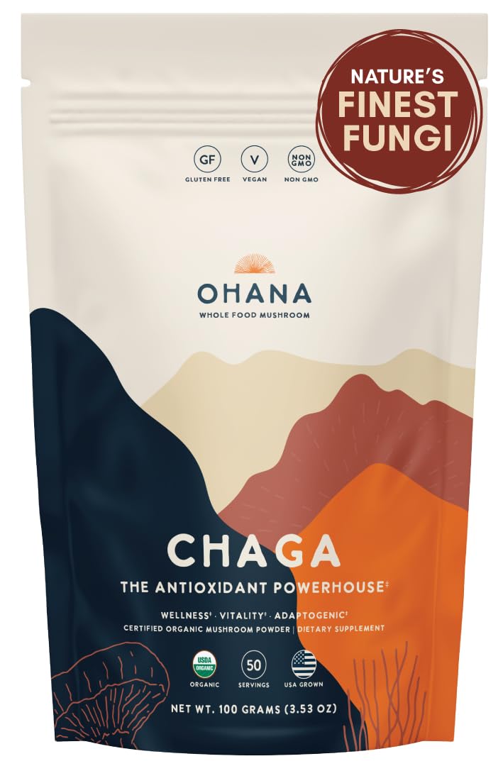 Ohana Mushrooms Chaga Organic Mushroom Powder Blend, 3.53 oz