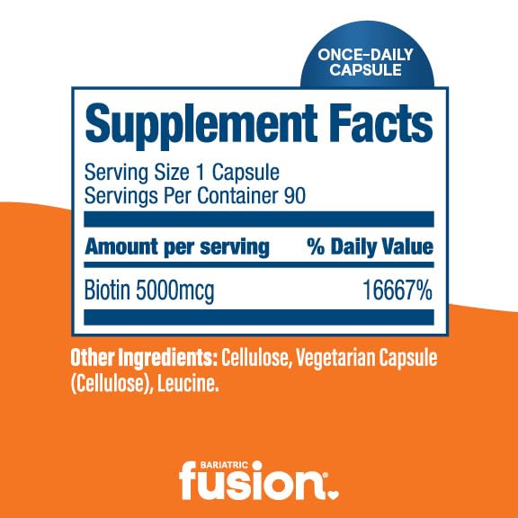Bariatric Fusion Biotin 5000mcg Capsules 90 Count