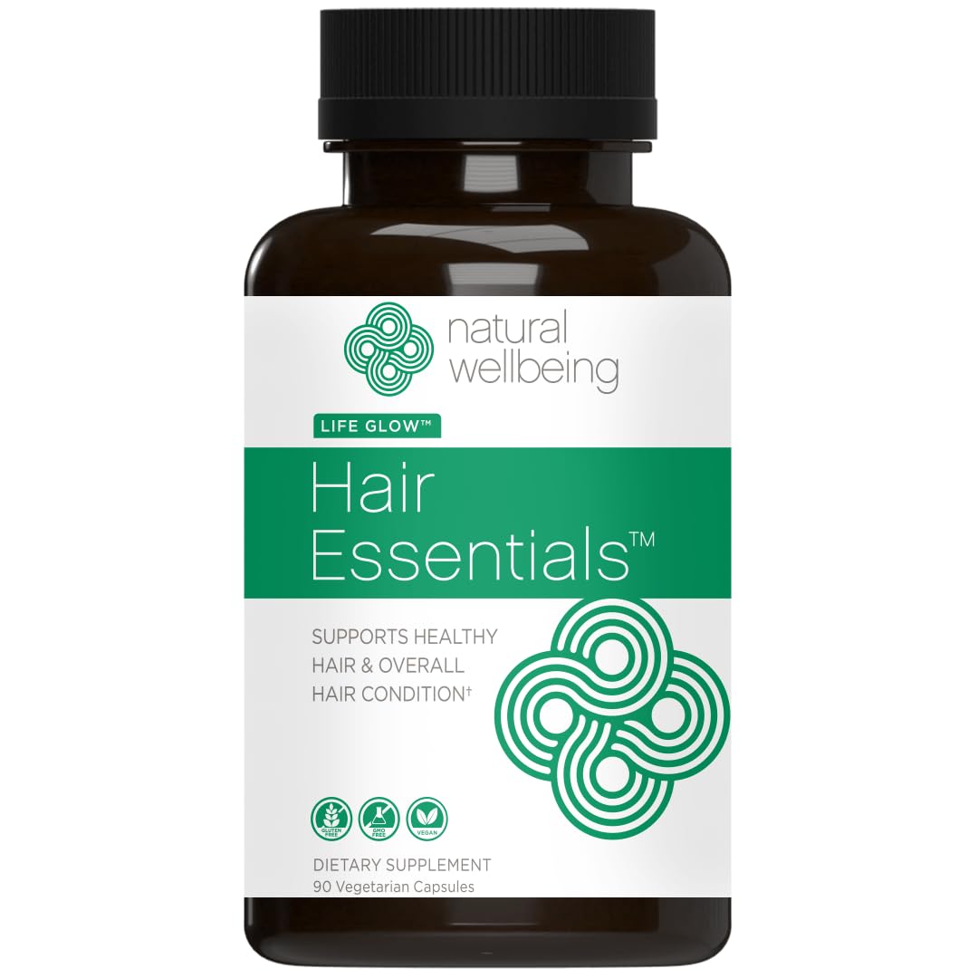 Natural Wellbeing Hair Essentials DHT Blocker Hair Growth Supplement for Women & Men – Saw Palmetto, Biotin – Vegan Capsules – Stops Shedding & Thinning, 90 Capsules