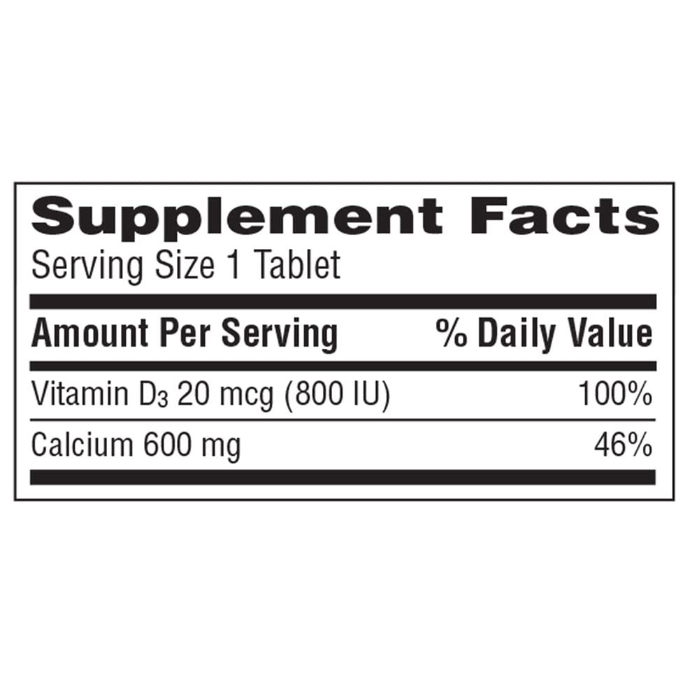 Caltrate 600 Plus D3 Calcium and Vitamin D Supplement Tablets, 120 Tablets